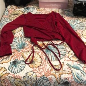 Long sleeve wrap crop top